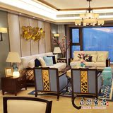 新中式实木家具后现代布艺沙发椅组合酒店样板房会所客厅家具定制