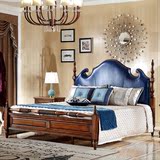 欧式床美式实木雕刻双人床现代简约卧室家具1.8米真皮公主结婚床
