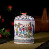 景德镇陶瓷器粉彩人物储物罐茶叶罐古典家居客厅装饰工艺简约摆件