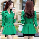 2015春秋季女装韩版气质短款风衣外套修身女士双排扣显瘦中款风衣