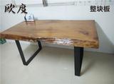 美式实木铁艺复古工业风做旧LOFT家具设计师老松木餐桌办公会议桌