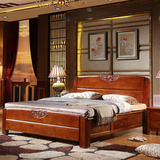 实木床 双人床 实木床1.8米 1.5米实木床  现代中式小户型储物床