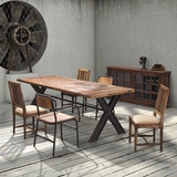 美式餐桌椅4-6人 复古餐桌北欧 loft桌 工业风格桌子做旧仿古餐桌