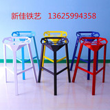 创意时尚铁艺变形金刚吧台椅 吧台凳铁椅前台椅 咖啡厅凳子高脚椅