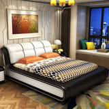 真皮床现代简约婚床软体床1.8米双人床皮艺床1.5米软包欧式床定制