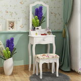 韩欧式梳妆台简约小户型宜家化妆桌现代实木家具简易卧室带镜凳子