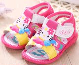 夏季KT猫女童凉鞋叫叫鞋公主鞋1-2-3岁女宝宝软底防滑婴儿学步鞋