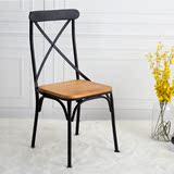 复古椅子做旧简约现代背靠椅美式交叉实木椅咖啡厅餐厅铁艺餐椅子