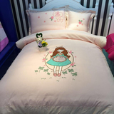 卡通全棉四件套 纯棉贴布绣花床单被套男女孩儿童高低床床上用品