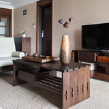 现代简约新中式实木茶几 小户型客厅家具 带抽屉长方形储物茶桌子