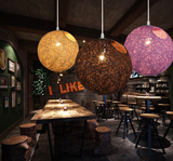 现代简约麻球吊灯个性创意圆球形藤艺网吧卧室过道酒吧餐厅吊灯具