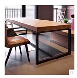 北欧咖啡茶餐厅桌椅实木家具原木复古铁艺餐桌书桌办公会议桌长椅