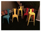 复古铁艺餐椅折叠铁皮椅海军餐厅椅咖啡靠背快餐饭店餐桌铁艺椅子