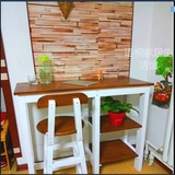 定制地中海吧台咖啡桌椅美式做旧阳台桌彩色复古家用餐桌实木吧台