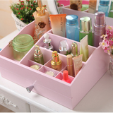 韩国创意桌面护肤化妆品收纳盒抽屉式 木制欧式梳妆台整理盒大号