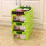 Jeko可叠加收纳篮筐 厨房水果食品储物篮三层组合塑料置物整理架