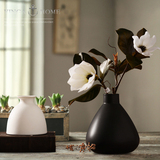 北欧简约陶瓷客厅摆件 创意黑白花瓶花器现代家居饰品工艺品摆件