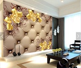 3D立体欧式无缝玫瑰软包墙纸壁画 客厅电视背景墙卧室壁背景墙布