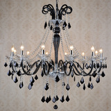 欧式法式黑色蜡烛水晶吊灯创意客厅卧室羊角枝型水晶灯餐厅吊灯具