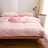 天竺棉四件套纯色简约全棉床上用品纯棉1.8/2.0m床品床笠床单被套