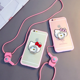 iphone6s手机壳苹果6plus保护套4.7透明卡通带挂绳5.5指环支架壳