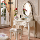 欧式梳妆台卧室现代简约梳妆台小户型组装雕花化妆桌实木家具