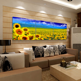 现代家居客厅卧室无框画背景墙挂画壁画餐厅三联装饰画向日葵