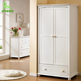 韩式田园双门衣柜 儿童两门衣橱实木 白色储物柜卧室欧式组合衣柜