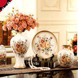 新款欧式陶瓷花瓶三件套 仿真花插装饰品客厅摆件创意工艺品套装