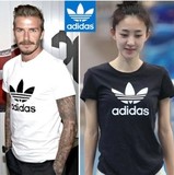 Adidas阿迪达斯t恤男 三叶草情侣短袖夏季大码纯棉运动圆领半袖女
