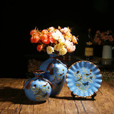 美式复古陶瓷摆件花瓶盘子欧式客厅玄关酒柜现代创意家居装饰品