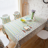 现代简约中式彩色小鱼图案桌布餐厅台布客厅棉麻茶几布盖巾可定制