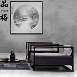新中式沙发椅简约休闲椅禅意茶室坐忘椅现代中式单人椅实木家具