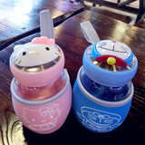 hello kitty企鹅玻璃杯可爱便携情侣学生水杯牛奶杯 创意过滤茶杯