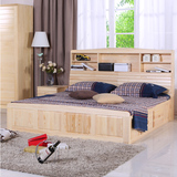 书架床实木床双人床1.8米多功能 松木床单人床高箱床1.5米储物床