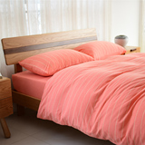 天竺棉针织棉四件套全棉简约纯棉条纹纯色被套床单床笠床上用品