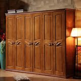 实木衣柜卧室家具衣橱二三四五六门木质衣柜平对开门收纳柜加顶