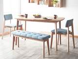 实木餐桌椅组合6人长方形北欧宜家简约现代橡胶木一桌四椅带长凳
