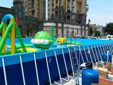 大型支架水池移动游泳池水上闯关设施儿童水上乐园设备充气大滑梯