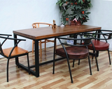 美式loft复古实木餐桌椅组合铁艺酒吧咖啡桌会议长桌办公桌书桌