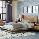简约现代实木床美式乡村铁艺休闲双人床定制1.82米榻榻米卧室矮床