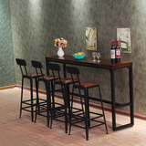 实木简约咖啡厅吧桌吧椅做旧酒吧长条高脚桌复古星巴克椅靠墙吧台