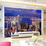 3d客厅卧室沙发电视背景墙 墙纸壁纸 大型壁画 城市夜景 无纺布
