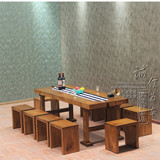 美式乡村全实木餐桌椅长方形泡茶桌简约中式客厅办公室桌椅组合