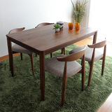 简约白橡木黑胡桃木纯实木餐桌椅组合原木餐厅家具小户型饭桌
