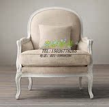 美式实木老虎椅高背单人沙发休闲椅接待实木沙发新款欧式法式