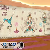 3D东南亚风情瑜伽玄关背景墙大型壁画瑜伽馆健身房墙纸舞蹈室壁纸