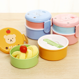 日式迷你可爱卡通双层水果便当盒 儿童宝宝小动物简易饭盒餐盒
