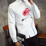 秋季男士长袖衬衫韩版商务休闲套装白衬衣职业工装寸衫修身工作服