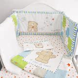 外贸原单出口英国婴儿床上用品套件宝宝纯棉床围床单床笠毛绒毯